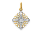 FJC Finejewelers 14 kt Yellow Gold Fancy with Rhodium and Bright Cut Filigree Medallion Charm
