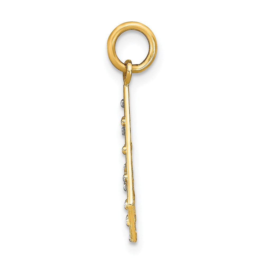 FJC Finejewelers 14 kt Yellow Gold Fancy with Rhodium Bright Cut Small Criss-Cross Charm