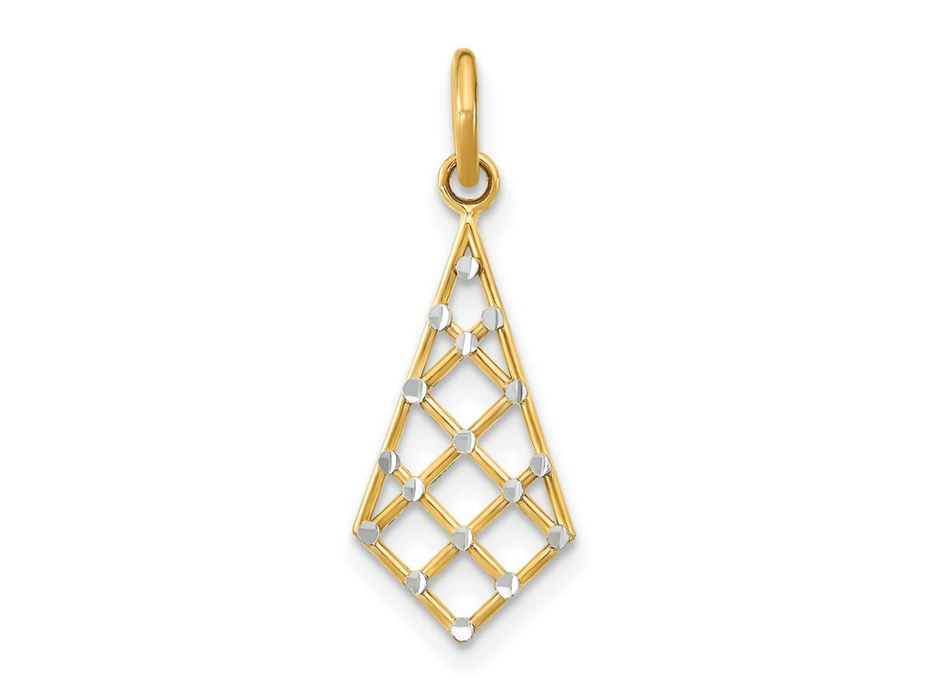 FJC Finejewelers 14 kt Yellow Gold Fancy with Rhodium Bright Cut Small Criss-Cross Charm