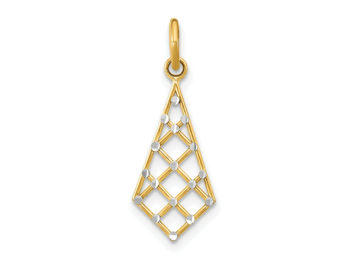 FJC Finejewelers 14 kt Yellow Gold Fancy with Rhodium Bright Cut Small Criss-Cross Charm