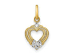 FJC Finejewelers 14 kt Yellow Gold with Rhodium Mini Heart Charm 17 x 9 mm