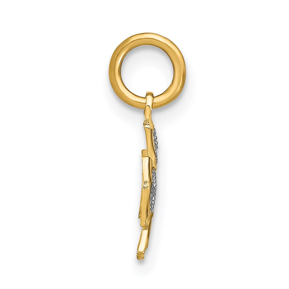 FJC Finejewelers 14 kt Yellow Gold with Rhodium and Bright Cut Hearts In Cross Charm 11 x 10 mm
