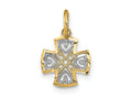 FJC Finejewelers 14 kt Yellow Gold with Rhodium and Bright Cut Hearts In Cross Charm 11 x 10 mm