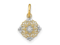 FJC Finejewelers 14 kt Yellow Gold Fancy with Rhodium Bright Cut Mini Filigree Medallion Charm