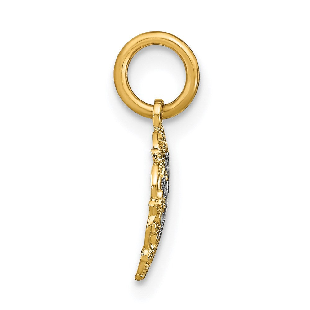FJC Finejewelers 14 kt Yellow Gold Fancy with Rhodium Filigree Hearts Charm 11 x 9 mm