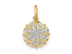 FJC Finejewelers 14 kt Yellow Gold Fancy with Rhodium Filigree Hearts Charm 11 x 9 mm