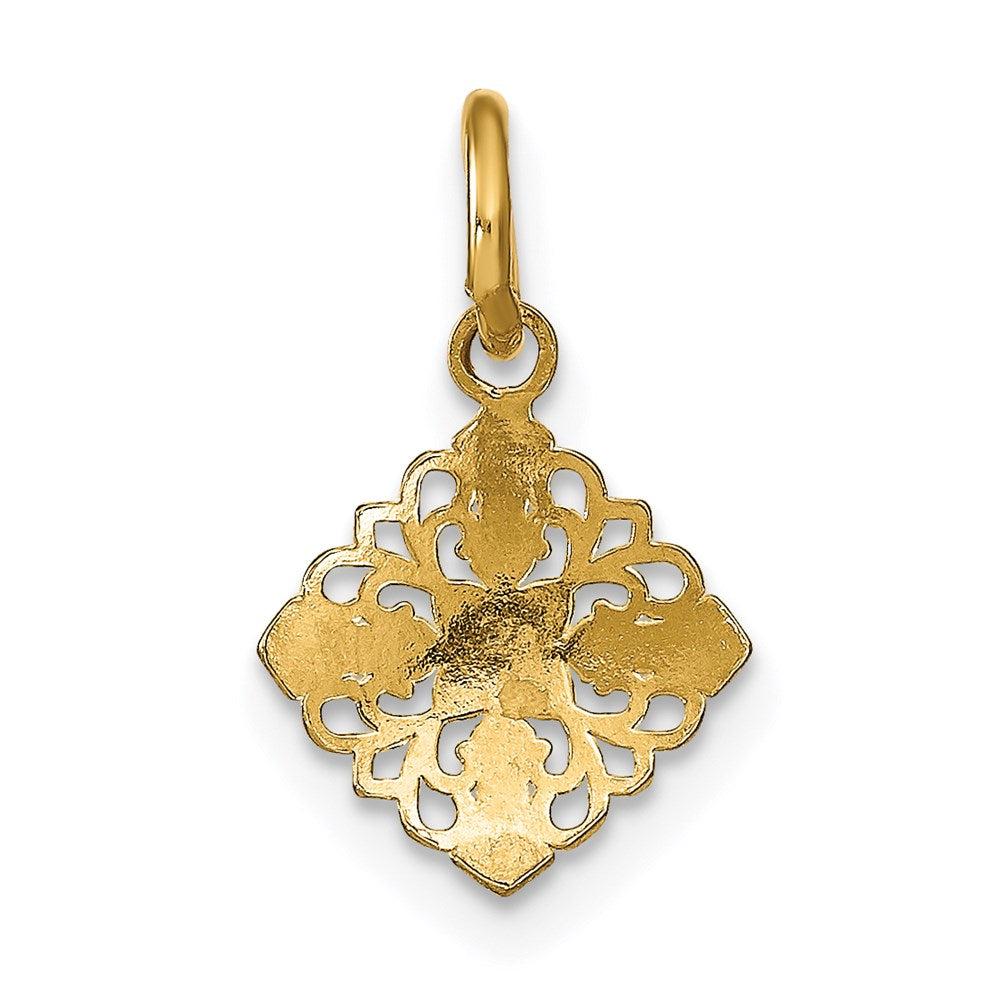 FJC Finejewelers 14 kt Yellow Gold Fancy with Rhodium Mini Cross Medallion Charm