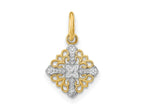 FJC Finejewelers 14 kt Yellow Gold Fancy with Rhodium Mini Cross Medallion Charm