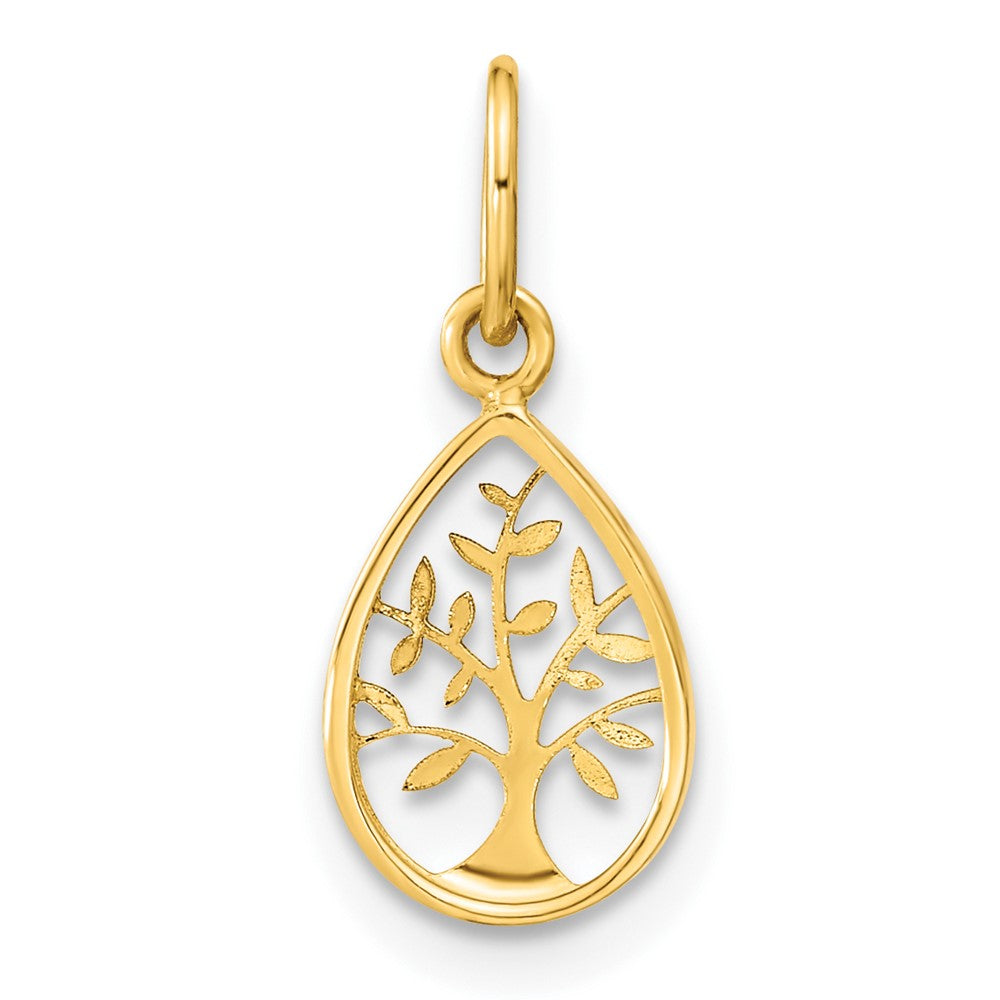 FJC Finejewelers 14 kt Yellow Gold Polished Teardrop Tree Of Life Charm 14 x 7 mm