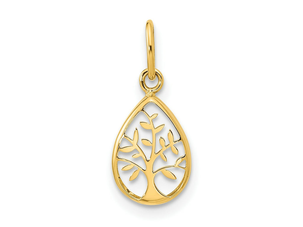 FJC Finejewelers 14 kt Yellow Gold Polished Teardrop Tree Of Life Charm 14 x 7 mm
