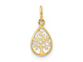 FJC Finejewelers 14 kt Yellow Gold Polished Teardrop Tree Of Life Charm 14 x 7 mm
