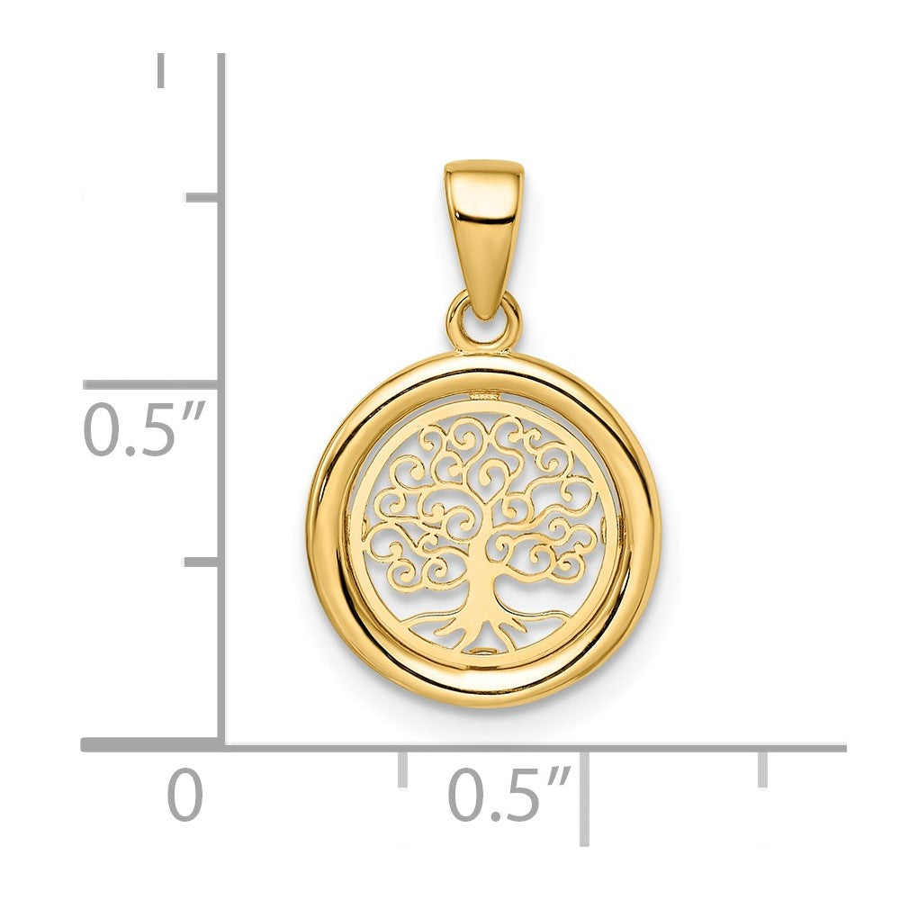 FJC Finejewelers 14 kt Yellow Gold Polished Tree of Life Circle Charm 14 x 14 mm