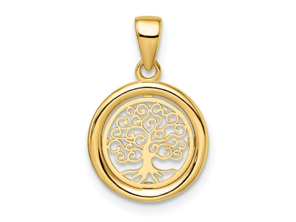 FJC Finejewelers 14 kt Yellow Gold Polished Tree of Life Circle Charm 14 x 14 mm