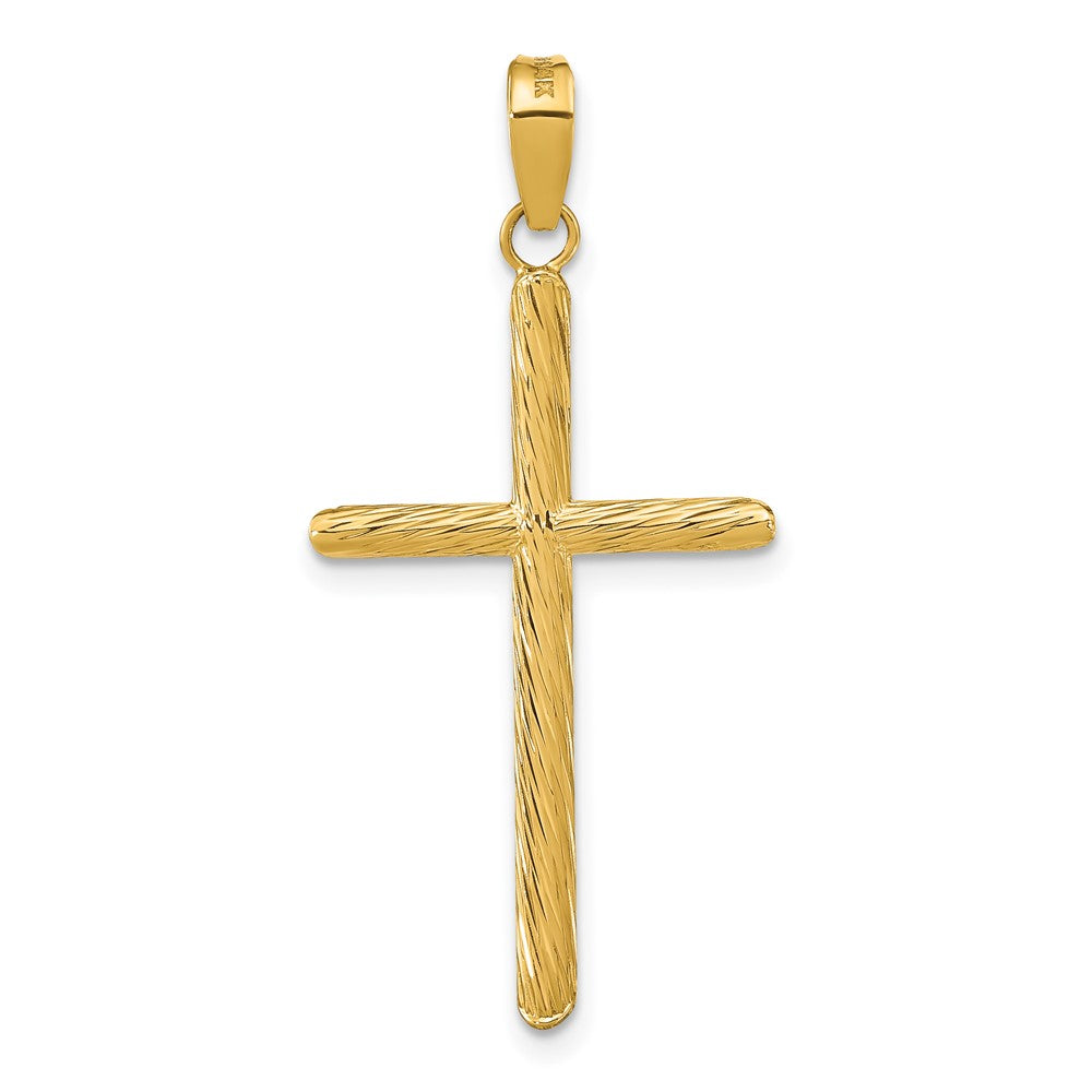 FJC Finejewelers 14 kt Yellow Gold Polished and Textured Fancy Cross Charm 38 x 18 mm