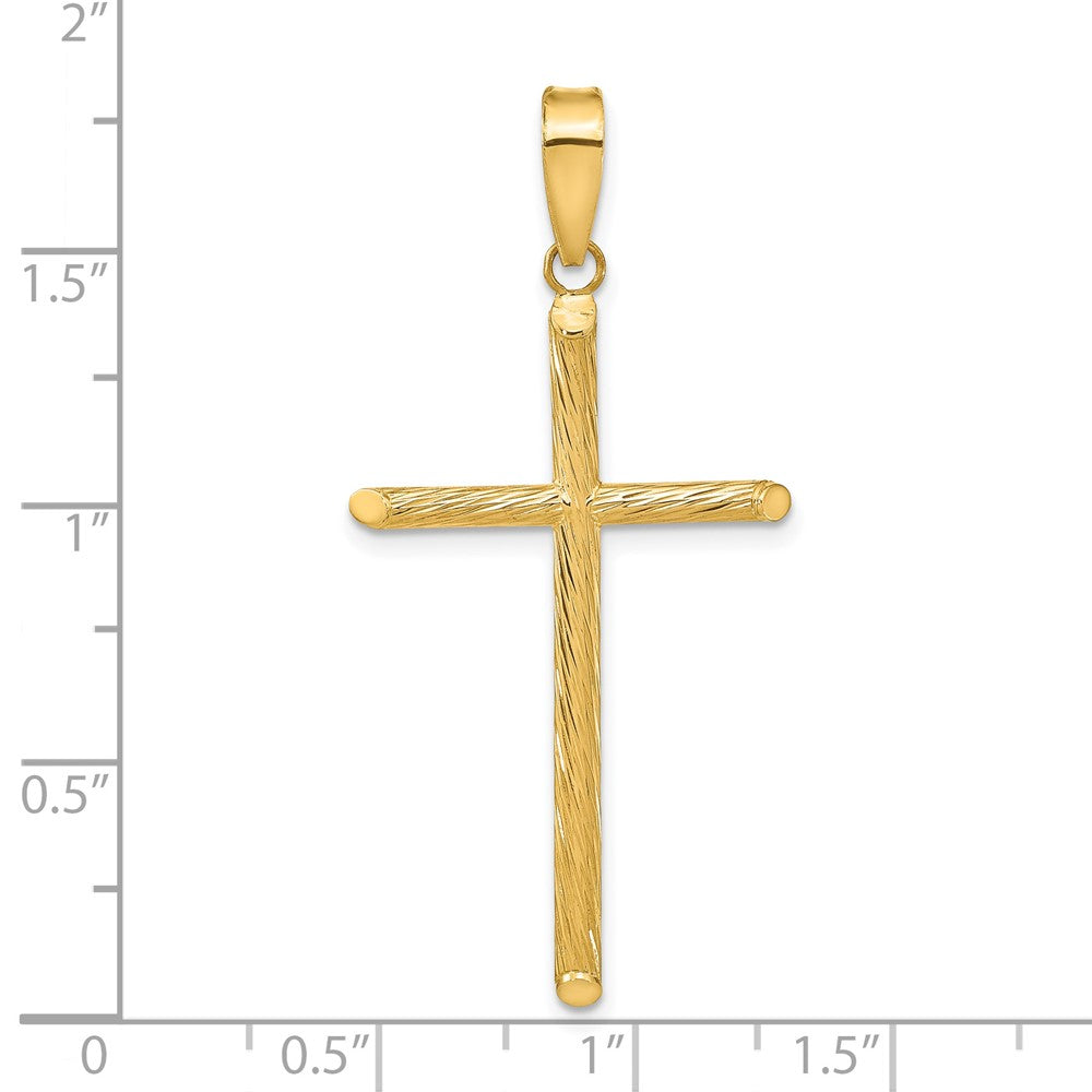 FJC Finejewelers 14 kt Yellow Gold Polished and Textured Fancy Cross Charm 45 x 22 mm