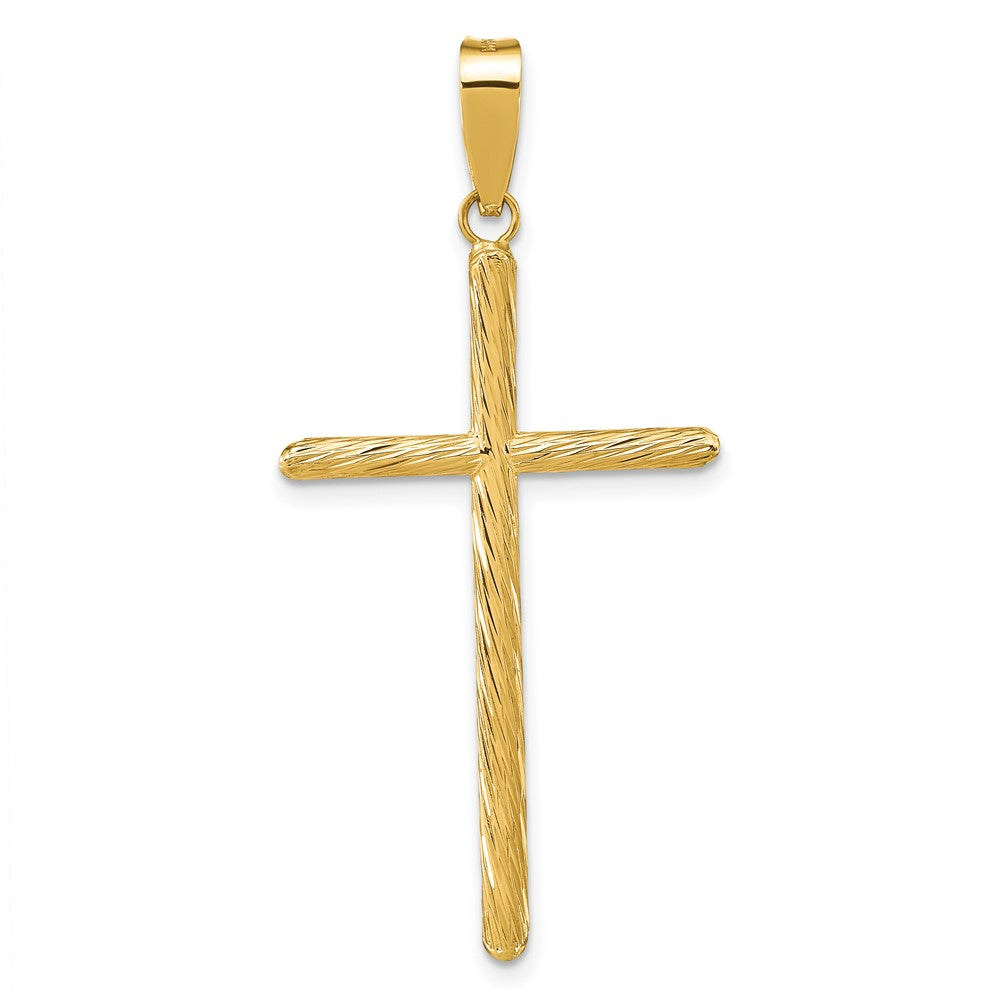 FJC Finejewelers 14 kt Yellow Gold Polished and Textured Fancy Cross Charm 45 x 22 mm