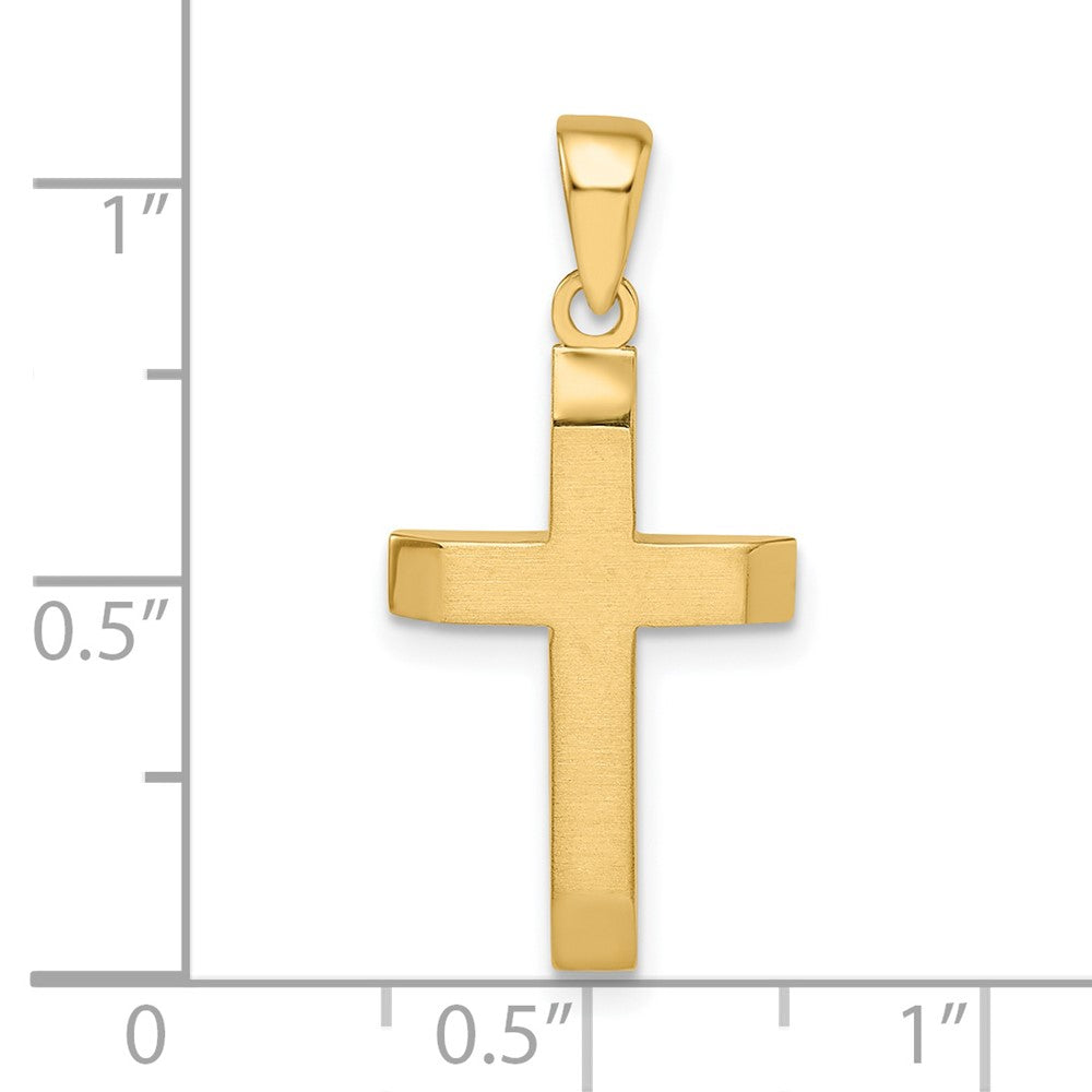FJC Finejewelers 14 kt Yellow Gold Satin/Polished Beveled Small Latin Cross Charm 27 x 12 mm