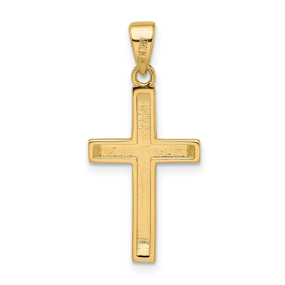 FJC Finejewelers 14 kt Yellow Gold Satin/Polished Beveled Small Latin Cross Charm 27 x 12 mm