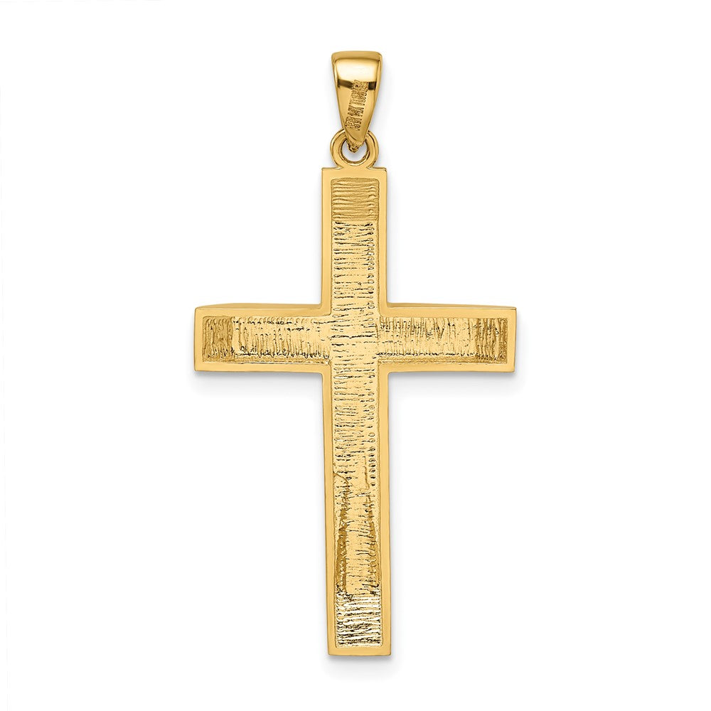 FJC Finejewelers 14 kt Yellow Gold Satin/Polished Beveled Large Latin Cross Charm 35 x 18 mm