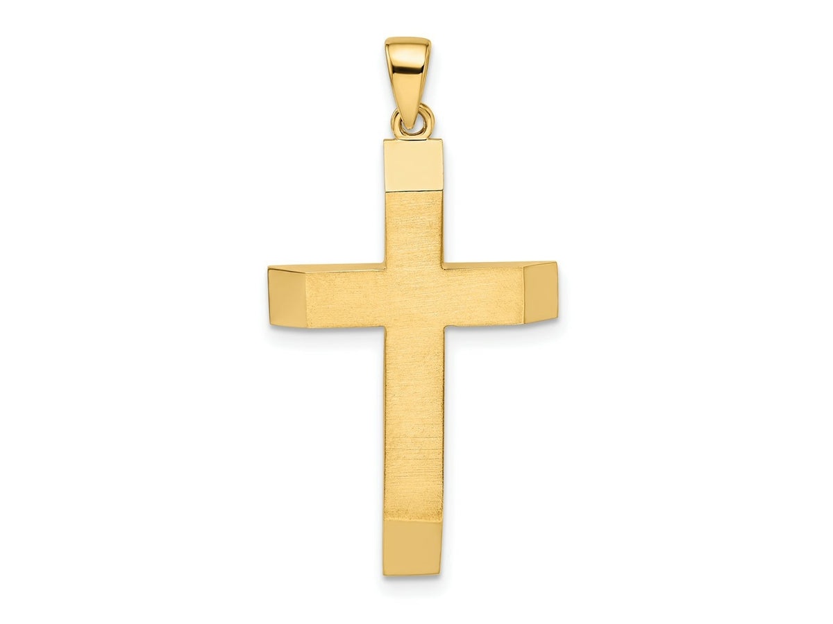 FJC Finejewelers 14 kt Yellow Gold Satin/Polished Beveled Large Latin Cross Charm 35 x 18 mm