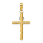 FJC Finejewelers 14 kt Yellow Gold with White Rhodium Textured INRI Crucifix Cross Charm 32 x 16 mm