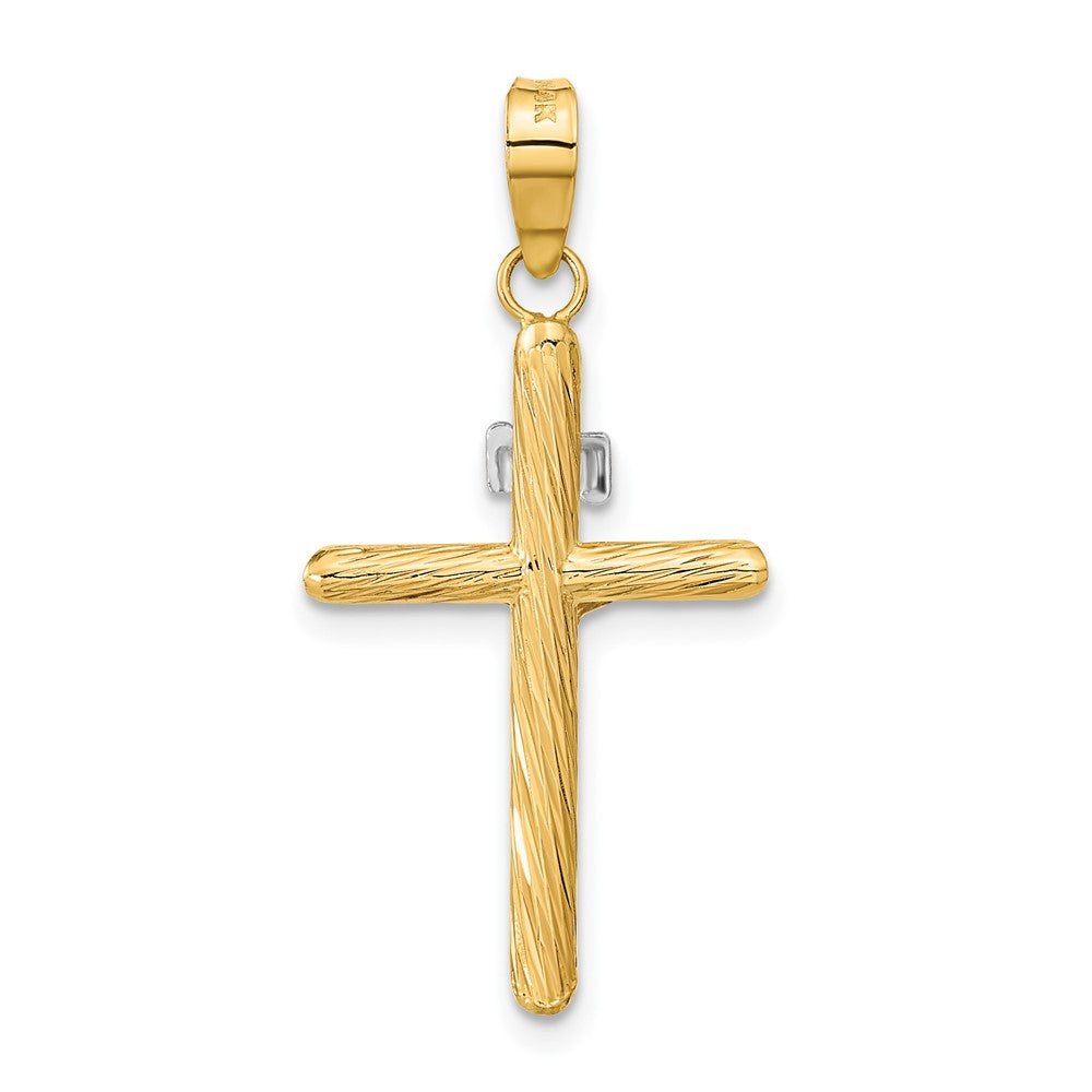 FJC Finejewelers 14 kt Yellow Gold with White Rhodium Textured INRI Crucifix Cross Charm 32 x 16 mm