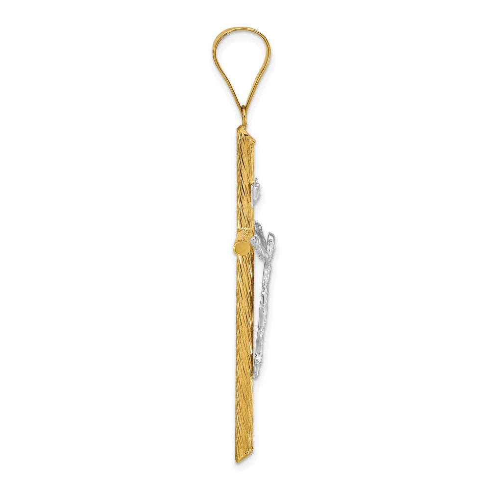 FJC Finejewelers 14 kt Yellow Gold with White Rhod and Textured INRI Crucifix Cross Charm 59 x 31 mm