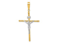 FJC Finejewelers 14 kt Yellow Gold with White Rhod and Textured INRI Crucifix Cross Charm 59 x 31 mm