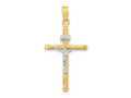 FJC Finejewelers 14 kt Yellow Gold with White Rhodium Textured INRI Crucifix Cross Charm 37 x 18 mm