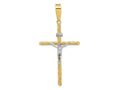 FJC Finejewelers 14 kt Yellow Gold with White Rhod and Textured INRI Crucifix Cross Charm 56 x 27 mm