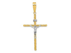 FJC Finejewelers 14 kt Yellow Gold with White Rhod and Textured INRI Crucifix Cross Charm 56 x 27 mm