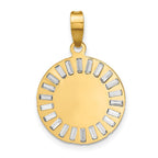 FJC Finejewelers 14 kt Yellow Gold Rose and White-plated CZ Baguettes Mary Round Charm 25 x 16 mm