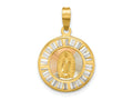 FJC Finejewelers 14 kt Yellow Gold Rose and White-plated CZ Baguettes Mary Round Charm 25 x 16 mm