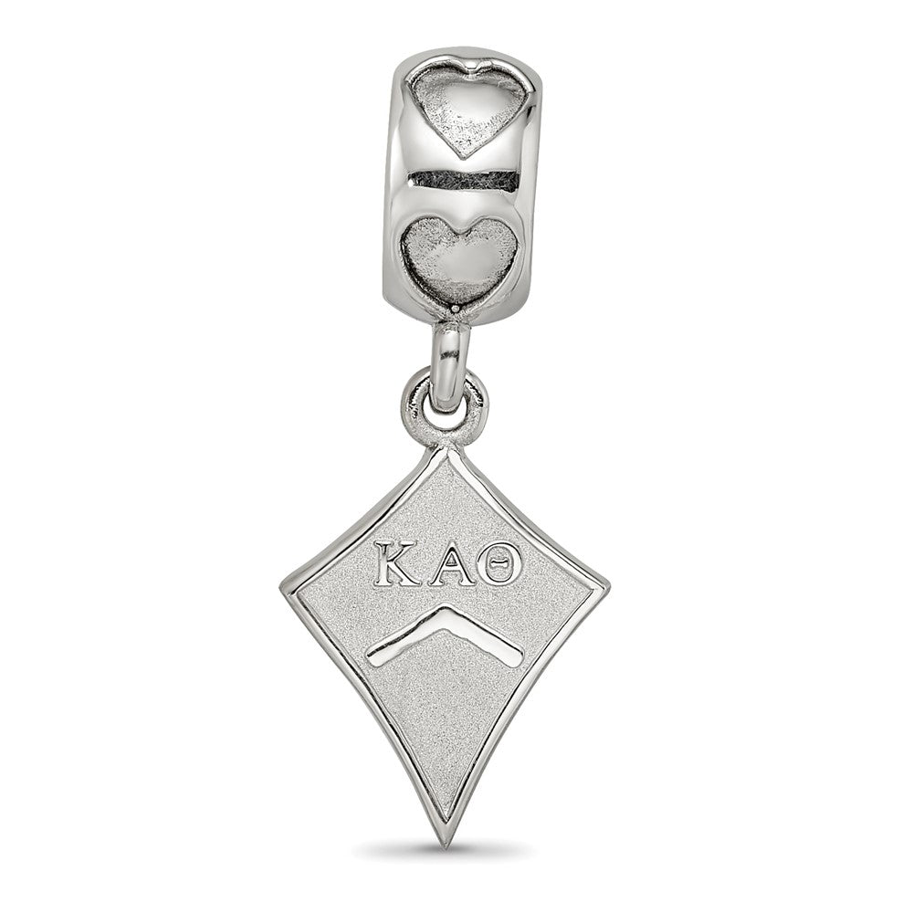 LogoArt 925 Sterling Silver Rhodium Plated Kappa Alpha Theta Kite Heart Bead