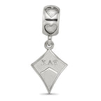 LogoArt 925 Sterling Silver Rhodium Plated Kappa Alpha Theta Kite Heart Bead