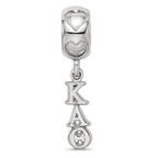 LogoArt 925 Sterling Silver Rhodium Plated Kappa Alpha Theta Vertical Letters Heart B