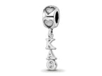 LogoArt 925 Sterling Silver Rhodium Plated Kappa Alpha Theta Vertical Letters Heart B
