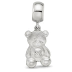 LogoArt 925 Sterling Silver Rhodium Plated Kappa Delta Teddy Bear on Bead