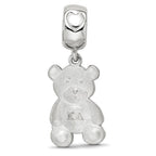 LogoArt 925 Sterling Silver Rhodium Plated Kappa Delta Teddy Bear Heart Bead