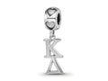 LogoArt 925 Sterling Silver Rhodium Plated Kappa Delta Vertical Letters on Hear