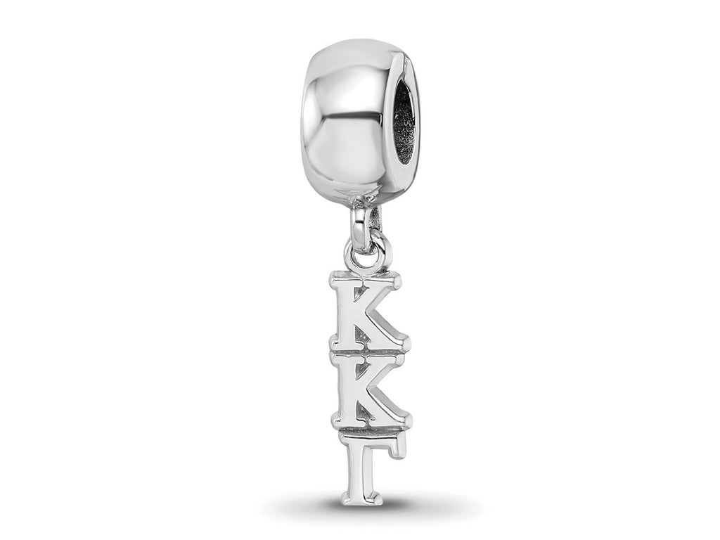 LogoArt 925 Sterling Silver Rhodium Plated Kappa Kappa Gamma Vertical Letter Bead