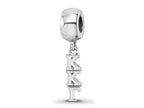 LogoArt 925 Sterling Silver Rhodium Plated Kappa Kappa Gamma Vertical Letter Bead