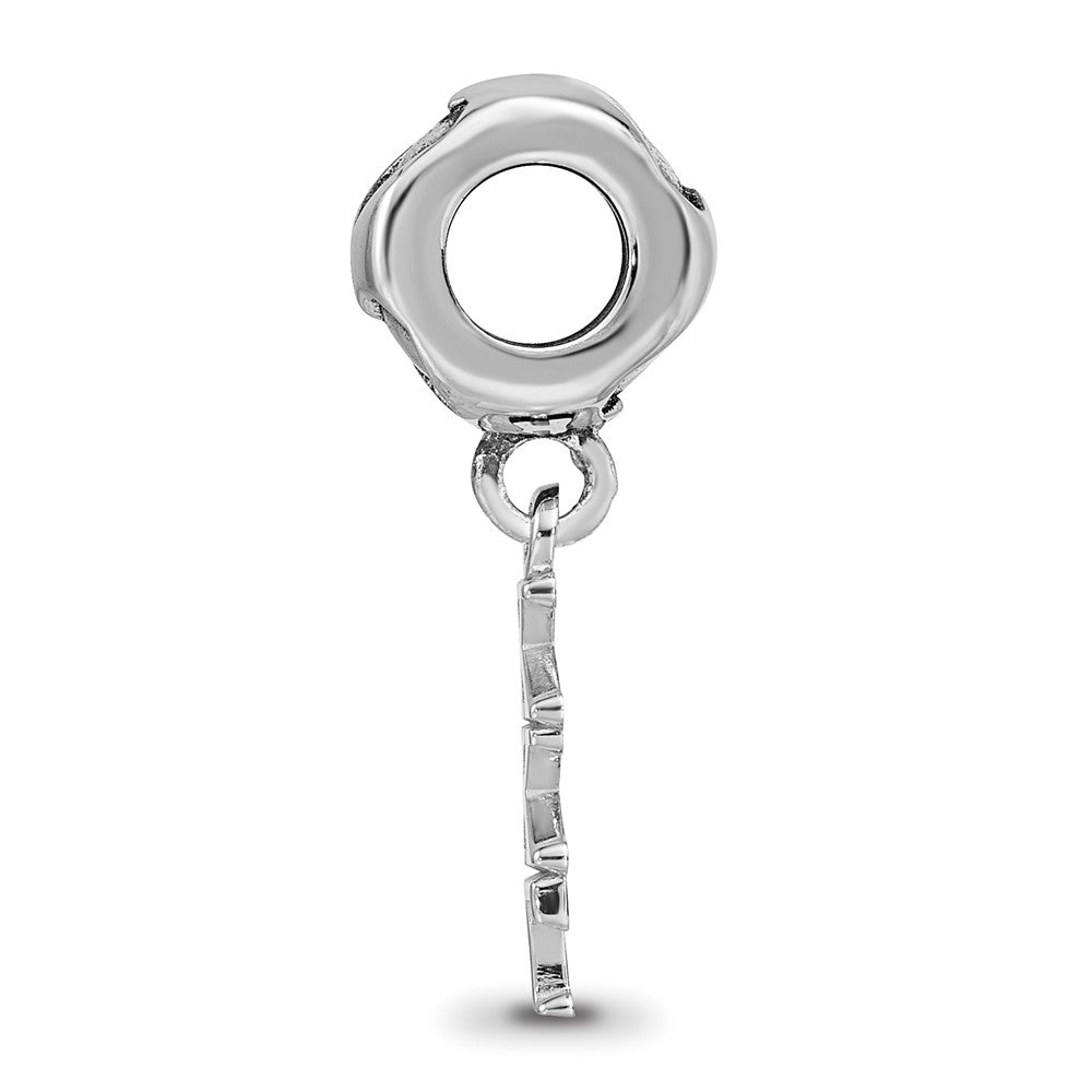 LogoArt 925 Sterling Silver Rhodium Plated Kappa Kappa Gamma Vertical with Heart Bead