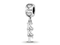 LogoArt 925 Sterling Silver Rhodium Plated Kappa Kappa Gamma Vertical with Heart Bead