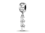 LogoArt 925 Sterling Silver Rhodium Plated Kappa Kappa Gamma Vertical with Heart Bead
