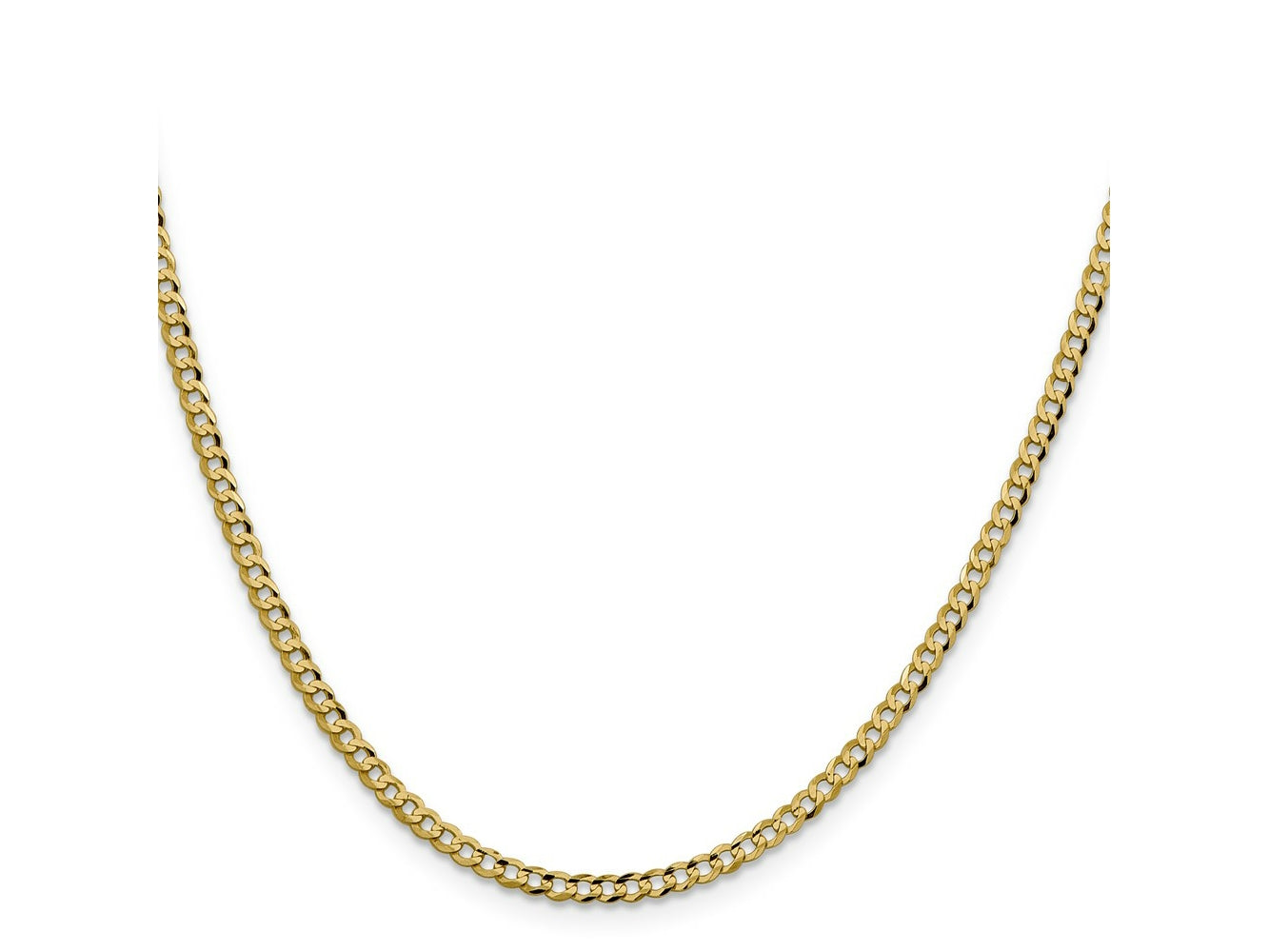 FJC Finejewelers 14 kt Yellow Gold Curb Lightweight Flat Cuban Chain 26 Inches x 3.1 mm