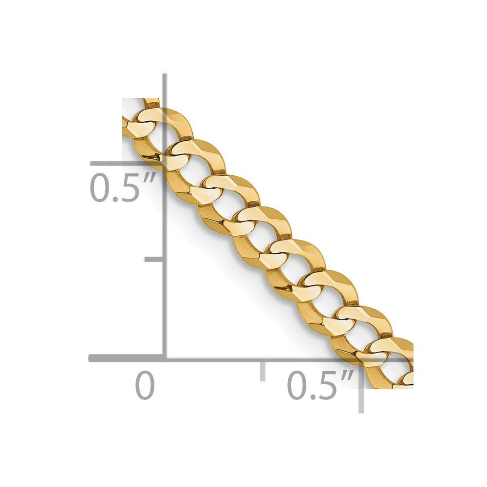FJC Finejewelers 14 kt Yellow Gold Curb Lightweight Flat Cuban Chain 26 Inches x 3.7 mm