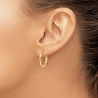 FJC Finejewelers 14 kt Yellow Gold Polished and Textured Hoop Earrings 20 mm x 15 mm