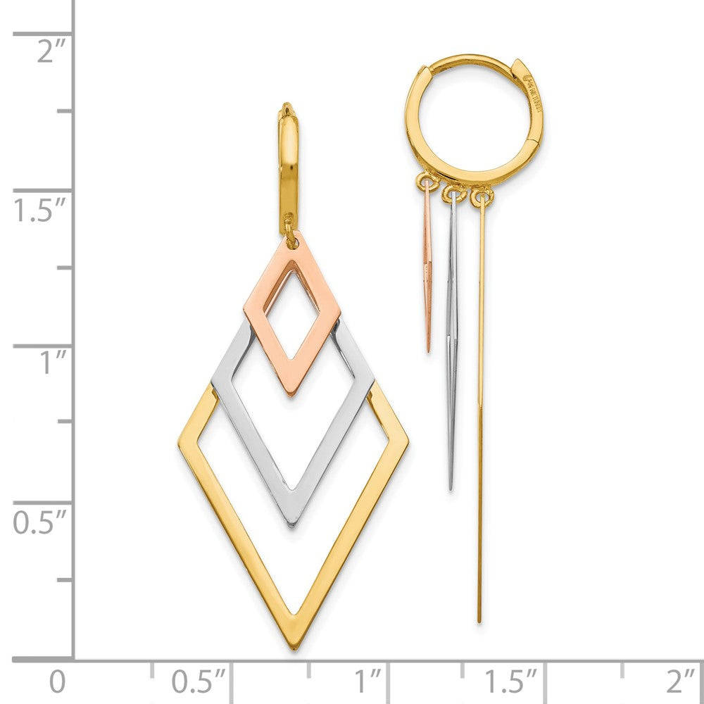 FJC Finejewelers 14 kt Tri Color Gold Tri-Color Dangle Hoop Earrings 44 mm x 18 mm