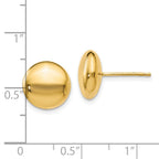 FJC Finejewelers 14 kt Yellow Gold Polished Button Post Earrings 11 mm x 11 mm